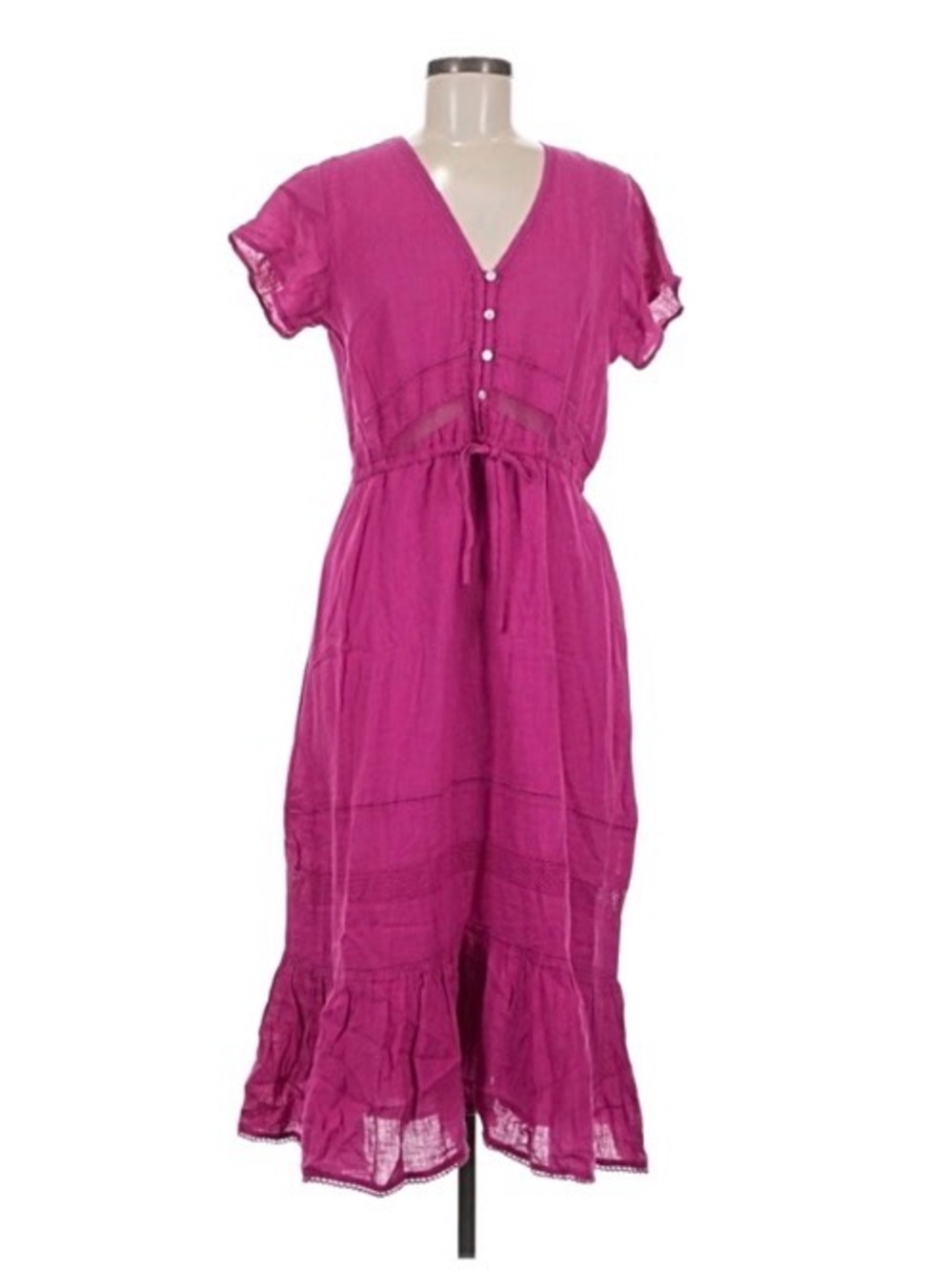 Rails Magenta V-Neck Maxi Dress with Drawstring Waist